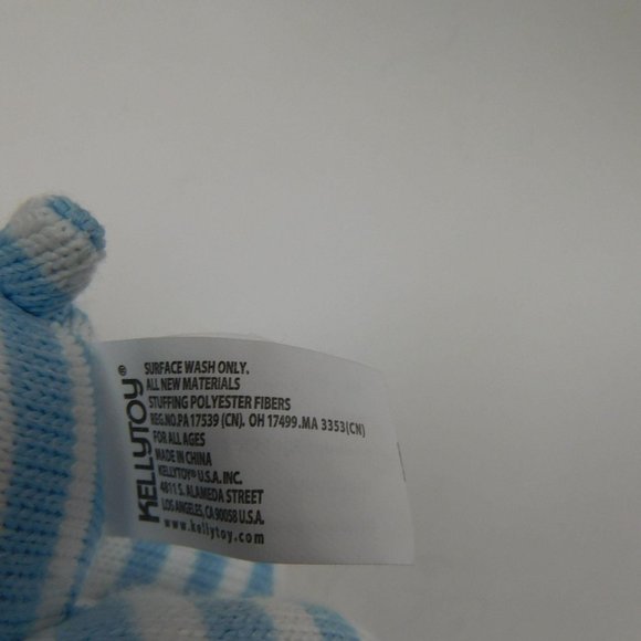 Kellytoy Blue White Striped Lamb Lovey Security Blanket Sheep Rattle Plush 11" - Picture 10 of 10